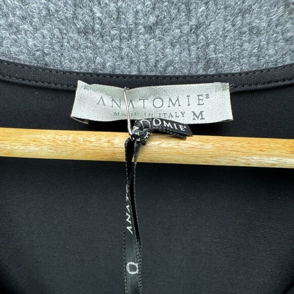 **SOLD**Anatomie Marine Travel Dress Medium Black Form Fitting Ruched Faux Wrap - Picture 8 of 15